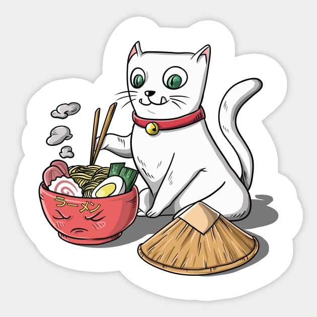 Cute Funny Kawaii Cat Ramen Kids Japanese Anime Gift Sticker by Freid